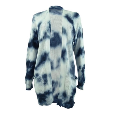 Hooked Up By IOT Juniors' Tie-Dyed Cardigan (XS, Navy Tie Dye) 