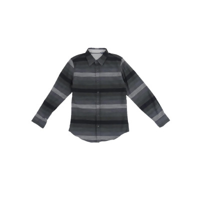 Univibe Big Boys Woodburn Striped Woven Shirt (L, Black) 