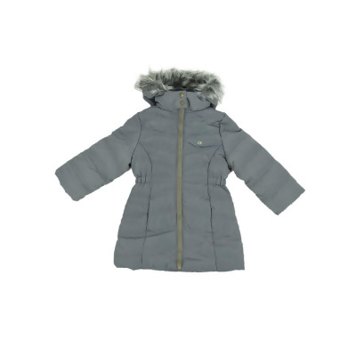 Calvin Klein Toddler Girls Aerial Hooded Jacket (3T, Dark Grey) 