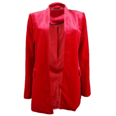 Calvin Klein Women's Petite Long Velvet Blazer (4P, Red) 