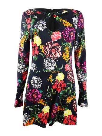 Guess Women's Laurena Floral-Print Keyhole Romper (M, Room Of Blooms) 
