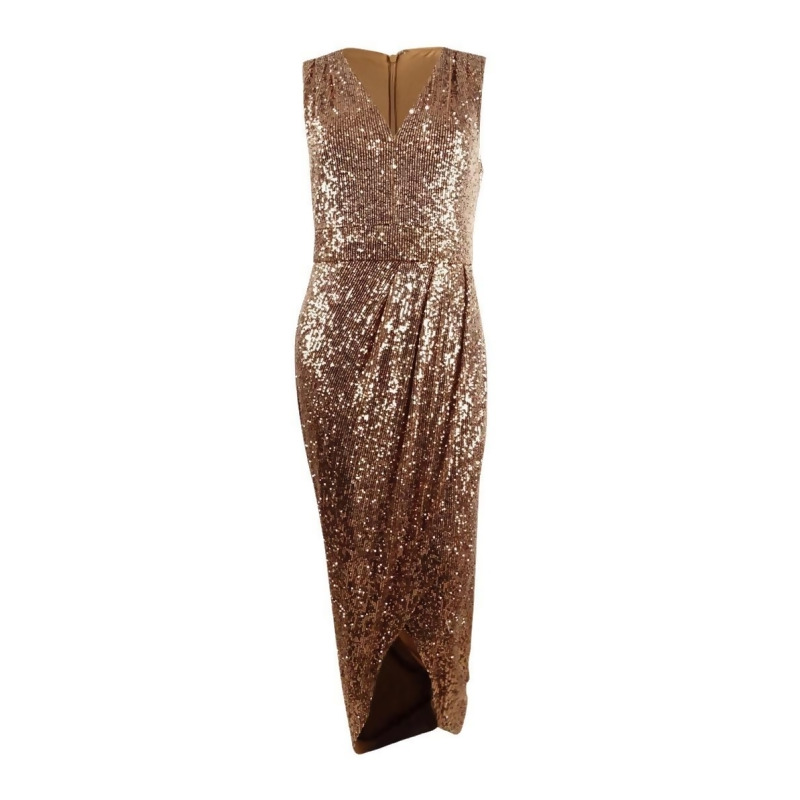 Calvin klein draped shop back sequin gown