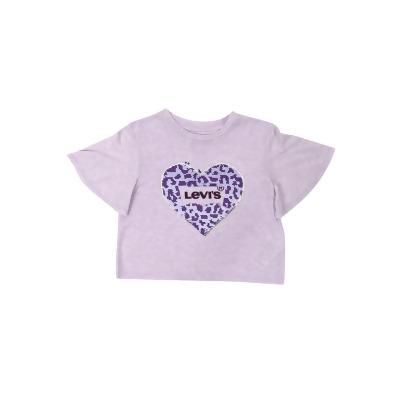 Levi's Girl Flip Sequin Logo Sparkle Knit T-Shirt (S, Purple) 