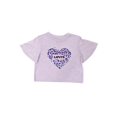Levi's Girl Flip Sequin Logo Sparkle Knit T-Shirt (L, Purple) 