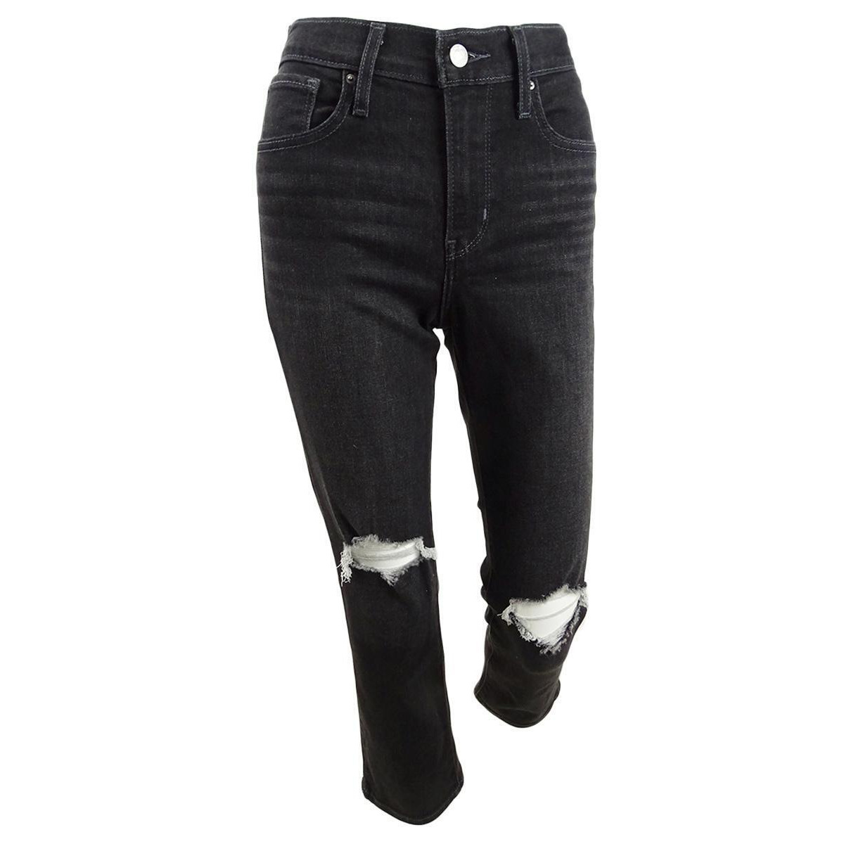 Levi's Women's 724 Straight-Leg Cropped Jeans (25, No Dice Black)