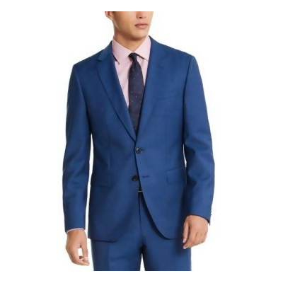 Hugo Boss Men's Modern-Fit Sharkskin Suit Jacket (42L, Medium Blue) 
