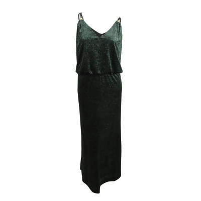 Calvin Klein Women's Sparkle Velvet Blouson Gown (16, Emerald/Black) 