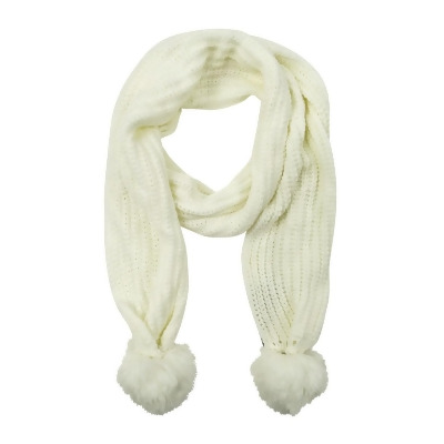 Karl Lagerfeld Women's Long Knit Double Pom Scarf (O/S, Ivory) 