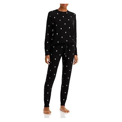 AQUA Women's Skull Lounge Pajama Set (S, Black) 