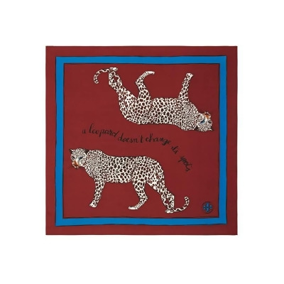 Tory Burch Women's Mirror Leopard Pattern Silk Neckerchief (O/S, Rustic Red) 