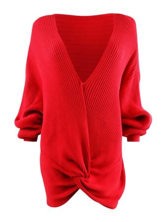 Hudson Women's Twist-Front Ribbed Sweater (M, Red Race Car) 