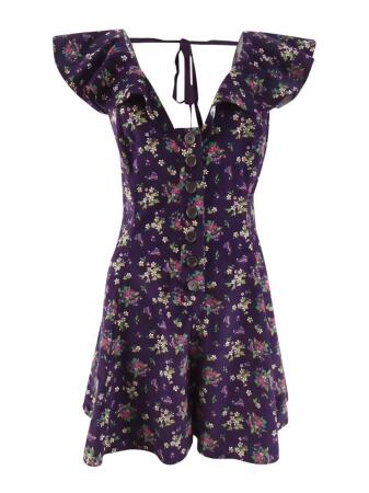 Free People Women's Violet Visions Corduroy Romper (XS, Violet Combo) 