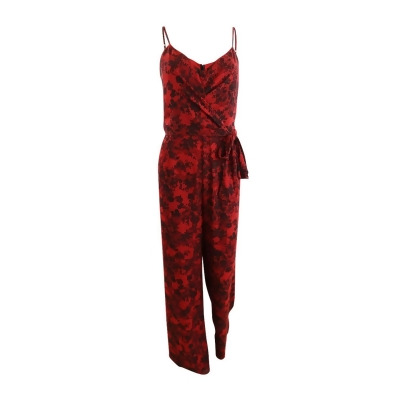 MICHAEL Michael Kors Women's Lace-Print Jumpsuit (M, Red Currant) 