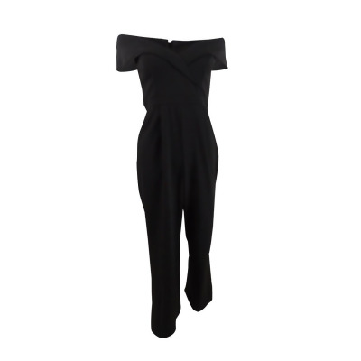 Xscape Women's Petite Off-The-Shoulder Jumpsuit (12P, Black) 