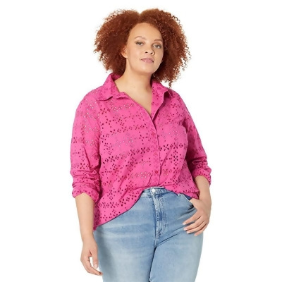 Lauren Ralph Lauren Women's Plus Eyelet Cotton Shirt (3X, Pink) 
