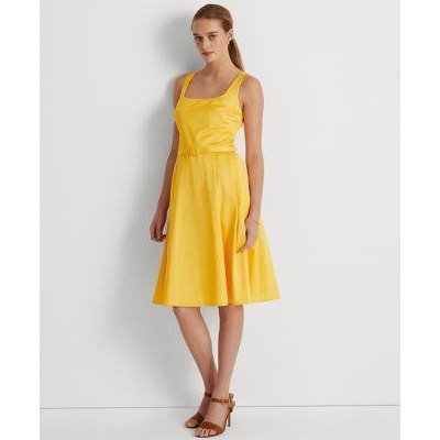 Lauren Ralph Lauren Women's Belted Sleeveless Cocktail Dress (18, Yellow) 