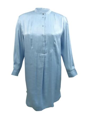 Lauren Ralph Lauren Women's Bib-Front Satin Cocktail Dress (2, Pale Blue) 