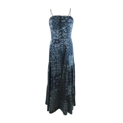 Lauren Ralph Lauren Women's Patchwork Crepe Sleeveless Gown (8, Blue Multi) 