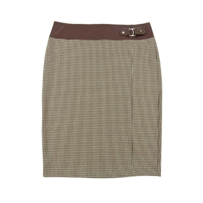 Lauren Ralph Lauren Women's Faux-Leather-Trim Pencil Skirt (12, Brown) 