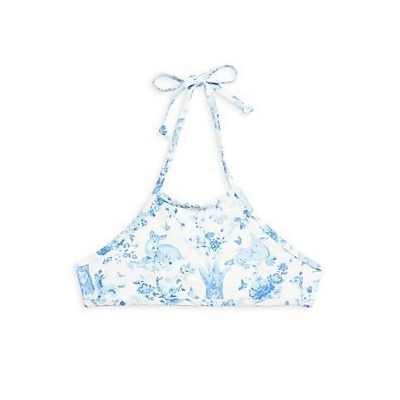 Gigi Hadid x Frankies Bikinis Girls' Doe Halter Bikini Top (4T, Yomi Toile Blue) 