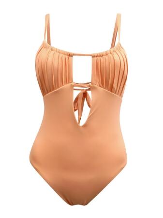 Isabella Rose Women's Sunray Cutout One Piece Swimsuit (M, Peach)
