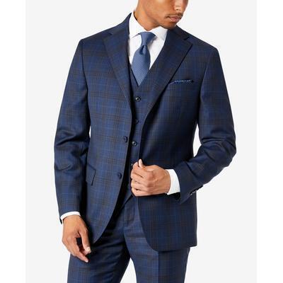 Tallia Men's Slim-Fit Plaid Suit Jacket (36S, Navy/Brown) 