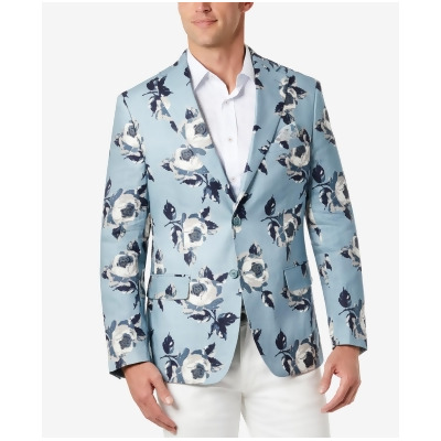 Tallia Men's Slim-Fit Blue Floral Blazer (40L, Blue/Navy) 