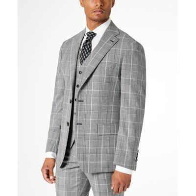Tallia Men's Slim-Fit Plaid Suit Jacket (40S, Black/White) 