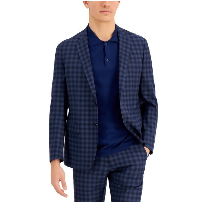 AX Armani Exchange Men's Slim-Fit Buffalo Plaid Wool Suit Jacket (42R, Navy) 