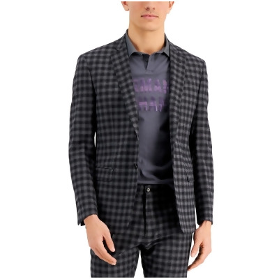AX Armani Exchange Men's Slim-Fit Buffalo Plaid Wool Jacket (42R, Dark Grey) 