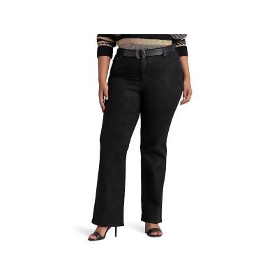 Lauren Ralph Lauren Women's Plus Coated Denim High-Rise Boot Jeans (16W, Black) 