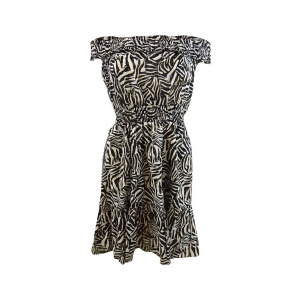 UPC 196163682013 product image for Michael Michael Kors Women's Zebra-Print Off-The-Shoulder Dress M, Khaki - All | upcitemdb.com