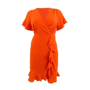 UPC 196163884660 product image for Michael Michael Kors Women's Faux-Wrap Ruffle Mini Dress S, Optic Orange - All | upcitemdb.com