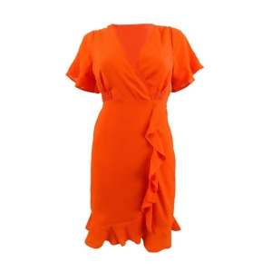 UPC 196163884677 product image for Michael Michael Kors Women's Faux-Wrap Ruffle Mini Dress M, Optic Orange - All | upcitemdb.com