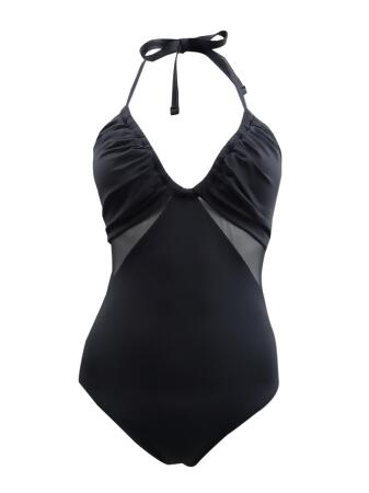 Bleu by Rod Beattie Women's Don't Mesh With Me Halter One-Piece Swimsuit 6,Black