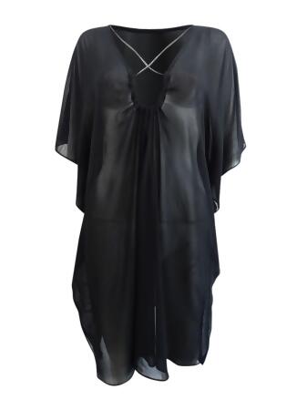 MICHAEL Michael Kors Women's Chain Caftan Swim Cover-Up (XS/S, Black)