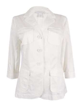 Charter Club Women's Multi Pocket Cotton Blazer Jacket - S