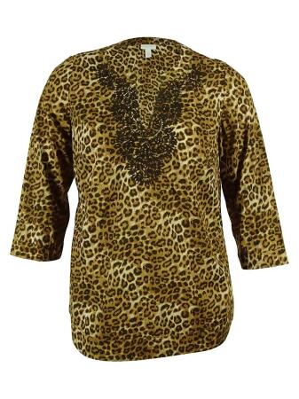 Charter Club Women's Animal Print Blouse - 0X