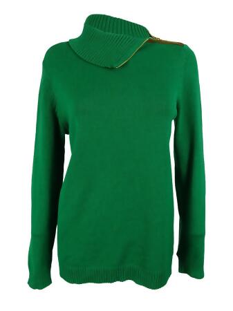 Charter Club Women's Zipper Fold-Over Collar Sweater - PL