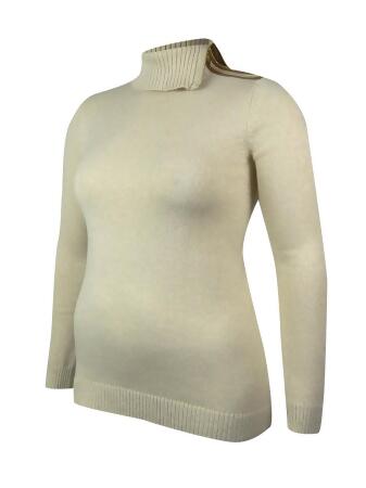 Charter Club Women's Zipper Fold-Over Collar Sweater - PM