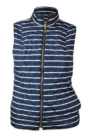 Charter Club Women's Reversible Striped Quilted Vest - L