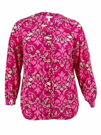 Charter Club Women's Floral Print Pintucked Blouse - 0X