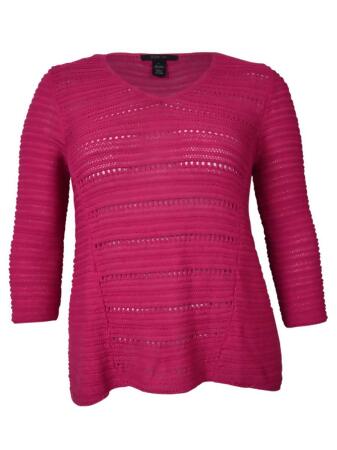 Style Co. Women's Sheer Knit V-Neck Sweater - L