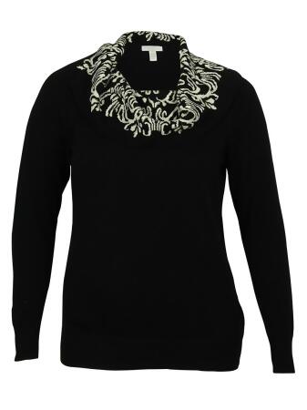 Charter Club Women's Jacquard-Print Cowl Neck Sweater - PS