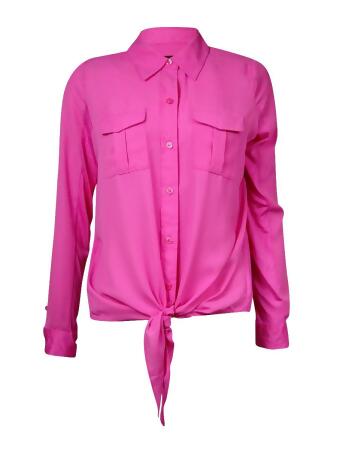 Inc International Concepts Women's Mix-Media Tie-Front Blouse - L