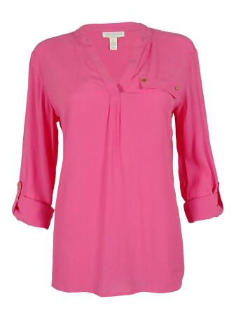 Charter Club Women's Tab Sleeve Split Neck Blouse - PL