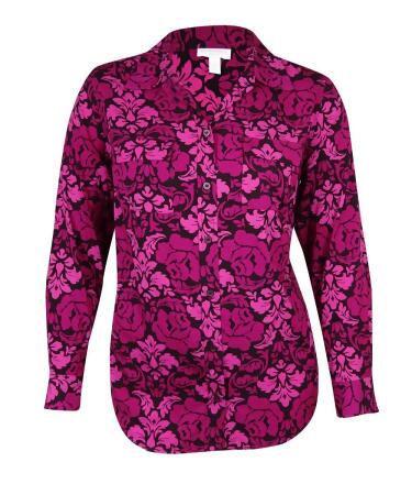 Charter Club Women's Multi Floral Print Buttoned Shirt - PM