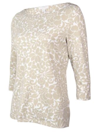 Charter Club Women's Floral Print Boat Neck Jersey Blouse - S