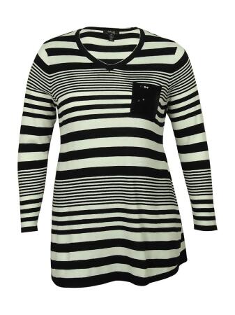 Style Co Women's Striped Tunic Sweater - 0X