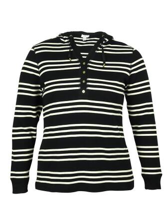 Charter Club Women's Striped Hoodie Sweater - 0X